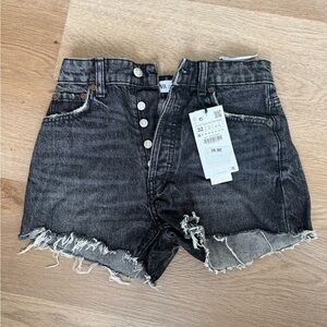 Brand New Zara High-Waisted Black Denim Shorts